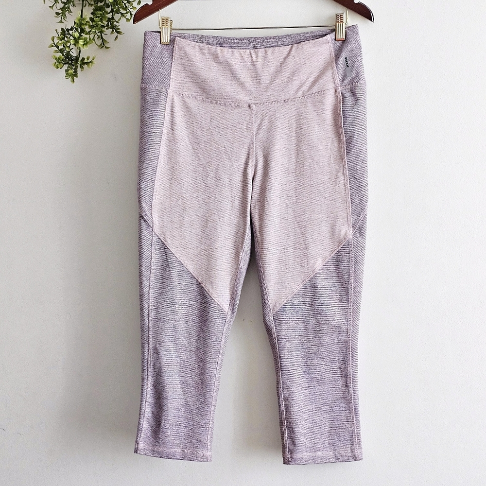 RBX Active Leggings Women Large Purple Heather Colorblock Capri Yoga Workout